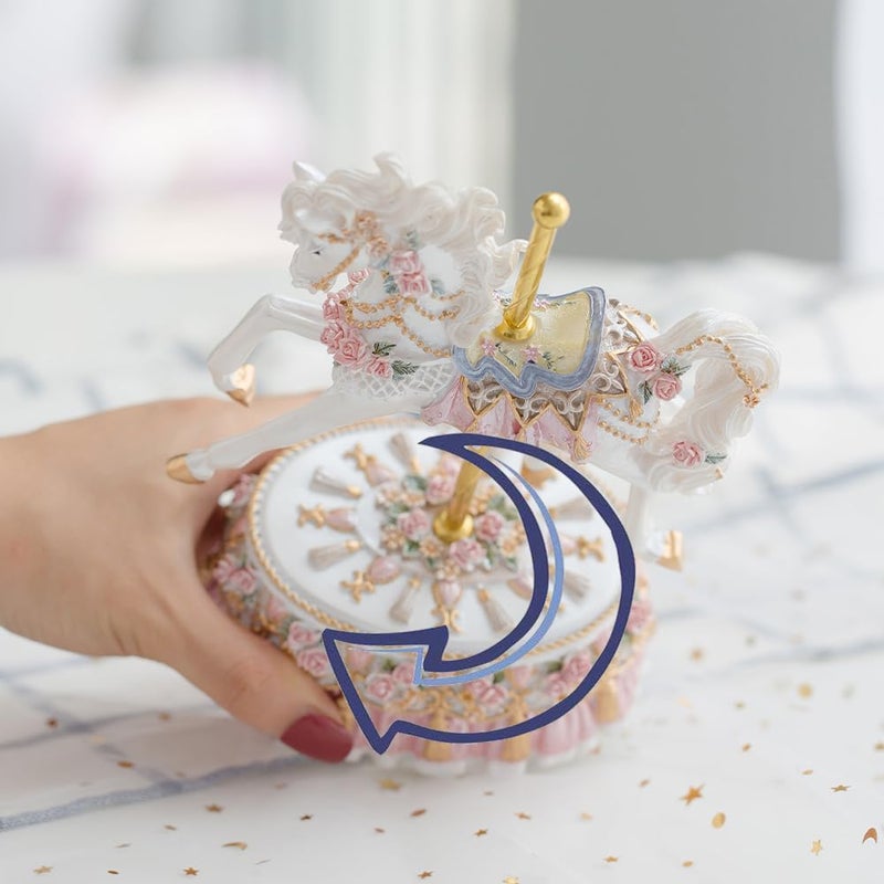 LOVE FOR YOU Gift Wrapped Music Box Carousel Horse European Style Musical Decoration for Girls and Women Kids Sister Daughter Mom Grandma Birthday Presents Christmas Twinkle Twinkle Little Star - Image 3
